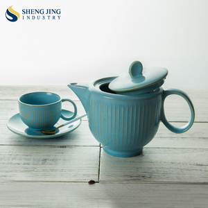 Service à thé en porcelaine bleu coréen, cafetière - Product Image 2