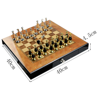 Jeu d'échecs magnétique en bois 12 "personnalisable jeu d'échecs souverain avec tiroir de rangement jeu de société classique