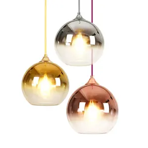Modern Gradient Stained Blown Glass Chandelier Round Ball Pendant Light