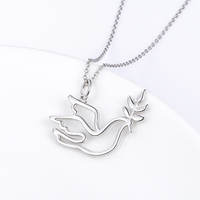 En gros Mode Offres Spéciales 925 Sterling Argent Colombes Oiseaux Charmes pendentif Collier