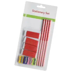 China factory wholesaler complete stationery set for school with high quality blister card packing