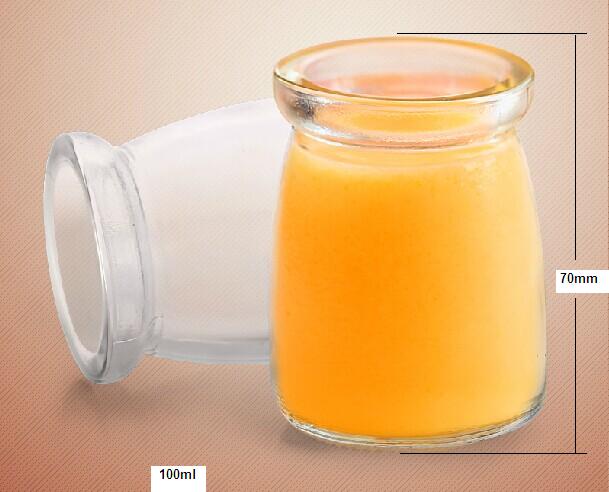 100ml Clear Round Glass Custom Decal Printing Logo Milk Bottle Juice Food Storage Bottle