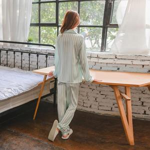 Pigiama da donna in poliestere autunnale comodo <span class=keywords><strong>per</strong></span> dropshipping, set camicie da <span class=keywords><strong>notte</strong></span> personalizzabili con logo, vita elasticizzata, maniche lunghe, in raso <span class=keywords><strong>per</strong></span> <span class=keywords><strong>dormire</strong></span> - Product Image 2