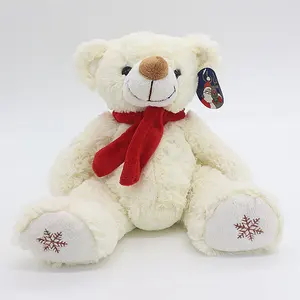Гигантская мягкая игрушка на заказ, 30 см, 60 см, 100 см, оптовая продажа, милый большой белый плюшевый медведь с рождественским шарфом
