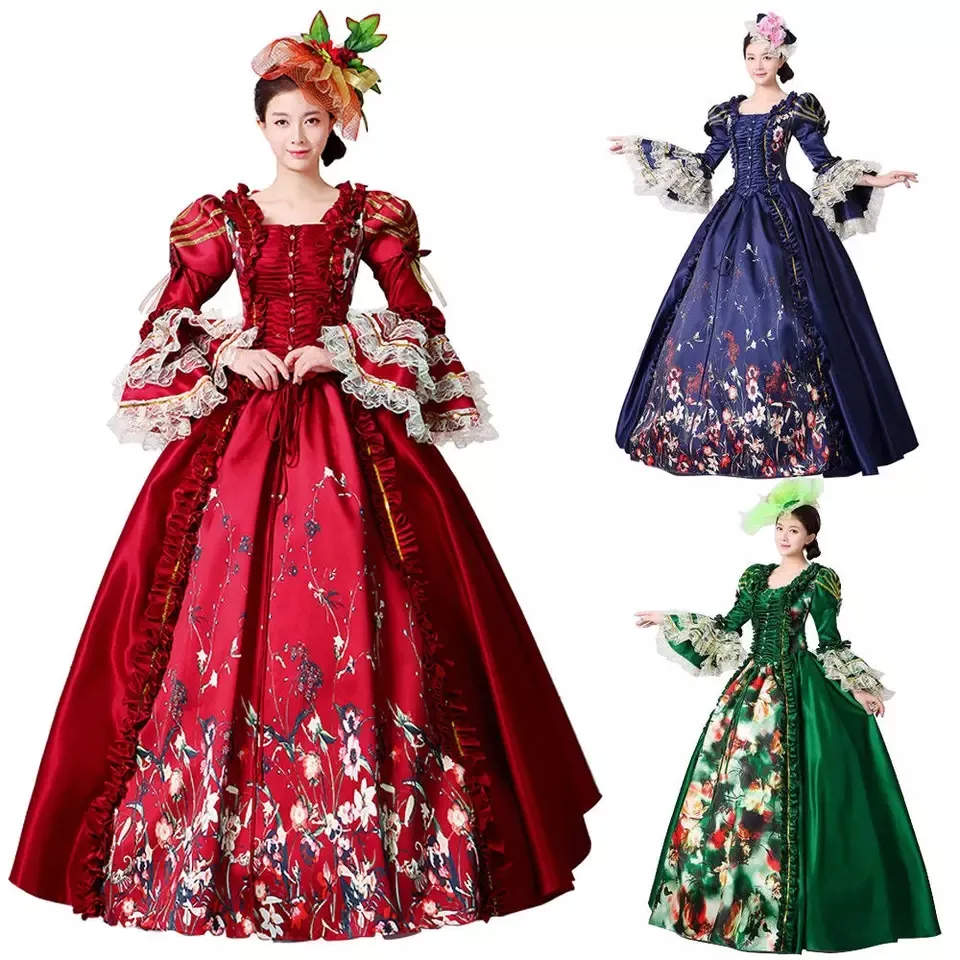 Ecoparty royal princesa vestido para mulheres, fantasia vestido medieval renassiance, para adultos, de baile