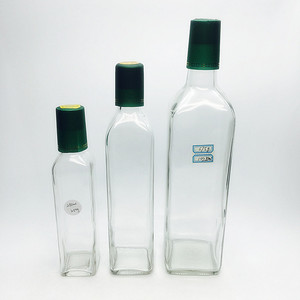 <span class=keywords><strong>Bottiglia</strong></span> Vuota Quadrata in <span class=keywords><strong>Vetro</strong></span> Trasparente per Olio d'Oliva e Aceto da 100ml a 1000ml con Coperchio - Product Image 3