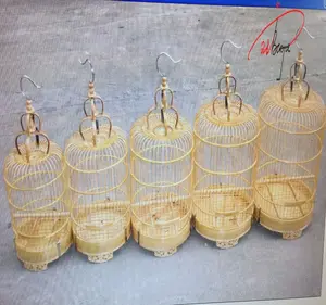 Handgemaakte houten vogelkooi antieke vogelkooien bamboe hout vogel huis - Product Image 1
