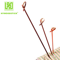 Brochettes en bambou 100% naturelles, écologiques, jetables, à nœud floral, de qualité alimentaire, résistantes à la chaleur, à long manche, pour barbecue au charbon de bois