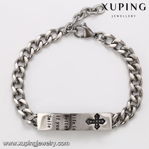 74767 Xuping en acier inoxydable bracelet de luxe avec l' écrit Life is better if you smile pour femme - Product Image 4