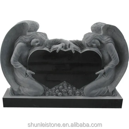 China black granite double heart headstone