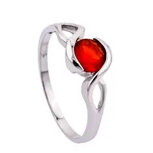 Fashion Jewelry Hallmarked 925 Sterling Silver Zircon Red Stone Rings for Women