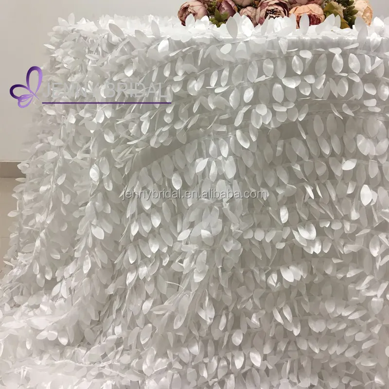 TC046B Jenny Bridal White Petal Tischdecke ausgefallene Tischdecken Blütenblatt Taft Tischdecken