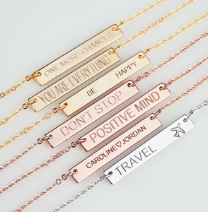 Nuovo Design Personalizzato Bar Produttore di Gioielli Commercio All'ingrosso Della <span class=keywords><strong>Collana</strong></span> Inciso <span class=keywords><strong>Collana</strong></span> - Product Image 1