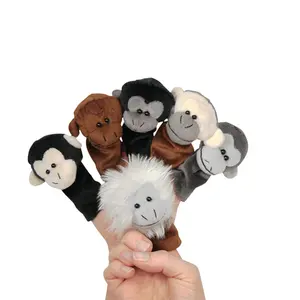 个性毛绒婴儿玩具刺绣好奇猩猩猴子手指木偶