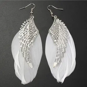 European fashion angel wing feather earrings foreign earrings