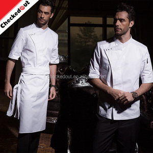 2017 Nueva Moda Chambray cafe bar hotel restaurante uniforme, <span class=keywords><strong>Chaqueta</strong></span> <span class=keywords><strong>de</strong></span> la capa Uniforme <span class=keywords><strong>de</strong></span> Chef <span class=keywords><strong>de</strong></span> <span class=keywords><strong>cocina</strong></span> - Product Image 2