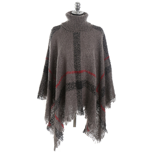 Pulover <span class=keywords><strong>Poncho</strong></span>セーターレディース45色チェック柄タッセル防風冬暖かい女性用Pulover <span class=keywords><strong>Poncho</strong></span> 2020 - Product Image 6