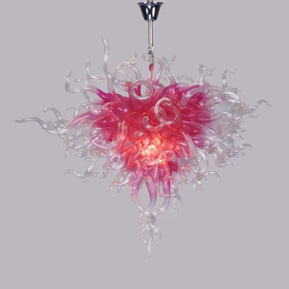 Современная розовая люстра из прозрачного стекла ручной работы с холодным светодиодным освещением