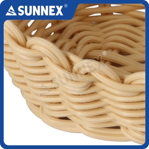 สินค้าขายดีปี 2025 สำหรับภาชนะทรงสี่เหลี่ยมผืนผ้าสีน้ำตาลทำจากหวายเทียมสีเบจ ขนาด 28x17x10 ซม. ผลิตจากพลาสติก PP เกรดสำหรับอาหาร ใช้กับเครื่องล้างจานได้ ป้องกันเชื้อรา - Product Image 5