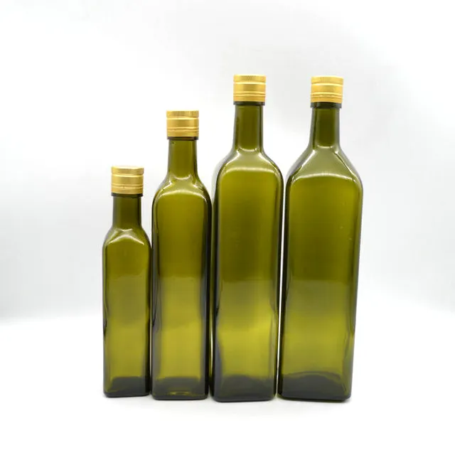 250ml , 500ml , 750m , 1000ml dark green square glass olive oil bottle for sale