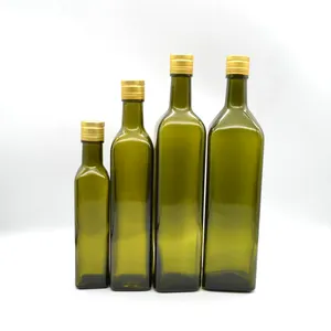 250 مللي ، 500 مللي ، 750m ، 1000 مللي الظلام الأخضر ساحة الزجاج زجاجة زيت الزيتون للبيع