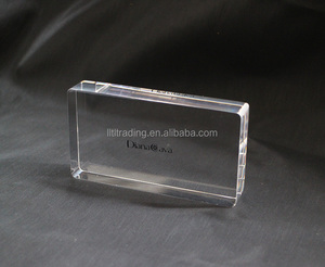 High Gross Transparent Plastic Block Curved Edge logo Print Solid Concrete Block Sizes Hot Sale Paper Weight Solid Plastic Block