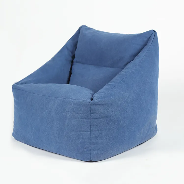 Puf cuadrado de lona con relleno de espuma, funda de lona azul para sofá, silla de interior, para dormitorio