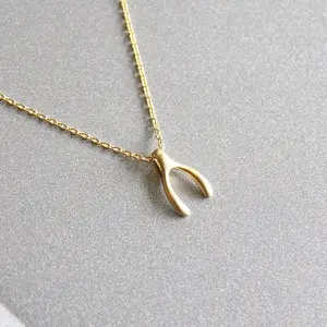 Fashion christmas gift gold alloy wishbone lucky pendant