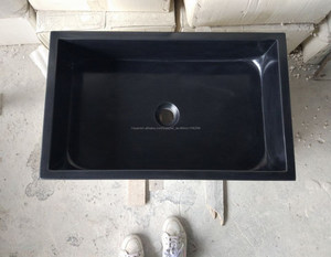 Afilado con Piedra Negro piedra <span class=keywords><strong>lavabo</strong></span> rectangular - Product Image 1