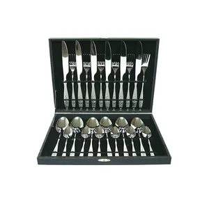 Thép không gỉ phương Tây thiết lập dao kéo 24 miếng Quà Tặng thép không gỉ hiện đại vàng Flatware Quà Tặng thép không gỉ hiện đại vàng dao kéo