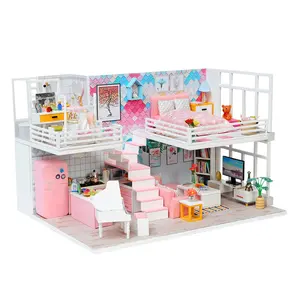 Amazon Supplier Kids DIY Educational Wooden Furniture Toys Miniature Doll House