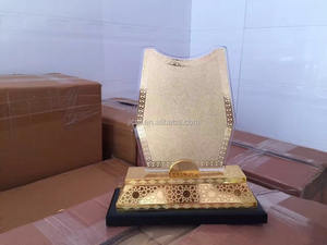 2017 جديد تصميم المملكة العربية السعودية الأسود أكريليك معدن مطلي بالذهب الكأس مع المعادن قاعدة خشبية JKC-014 - Product Image 2