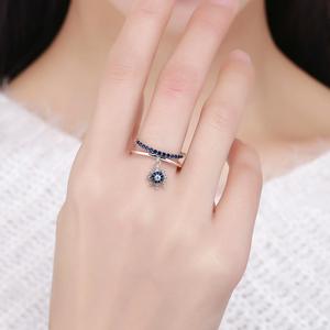 BAGREER-anillo de plata de ley 925 SCR280 con diseño de ancla, joyería personalizada con diseño de ancla doble, con gema azul, para mujeres - Product Image 5