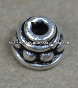 Espaciadores de margaritas de plata esterlina hechos a mano, cuentas Bali oxidadas para componentes y hallazgos de joyería - Product Image 1