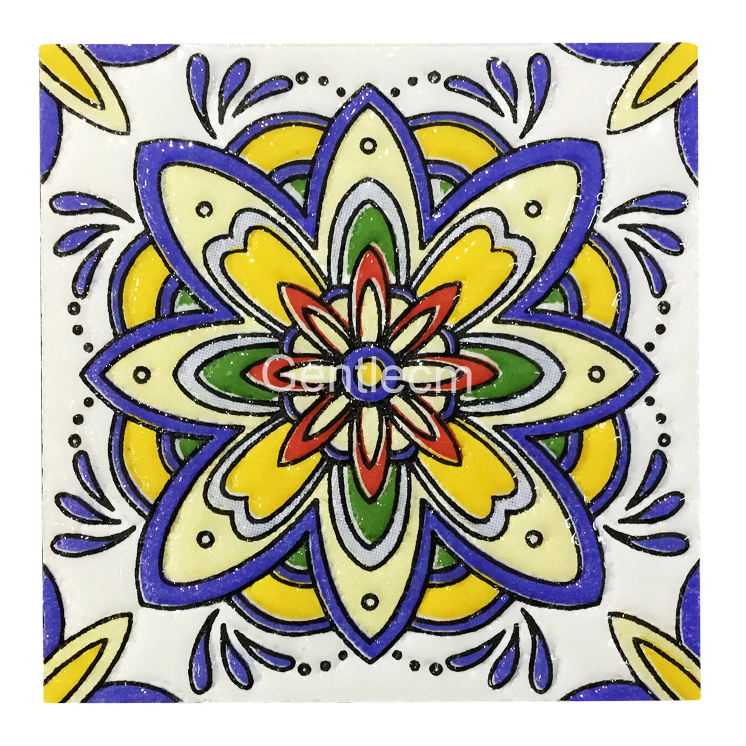 In stock interior wall decoration mix color flower pattern tile 100x100mm colored glaze ceramic mosaic tile art tile