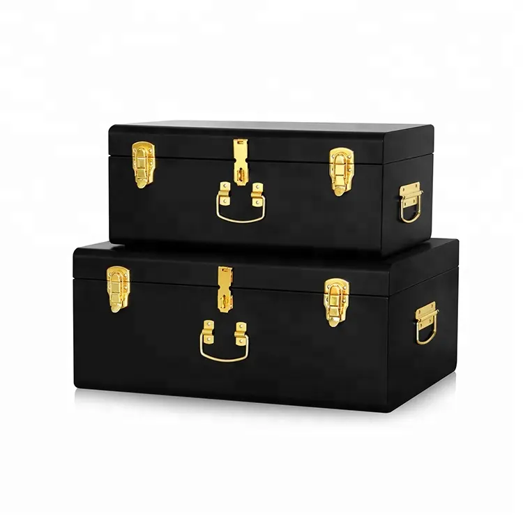 Metal Trunk Organizers high quality metal vintage style storage trunk box set for home decoration