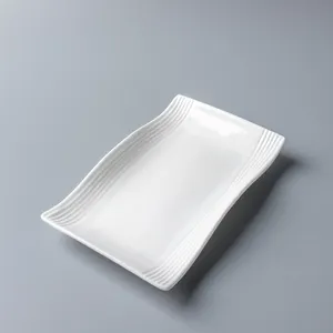 6 इंच आयत व्यंजन तौलिया पकवान सफेद चीनी मिट्टी के बरतन बर्तन होटल बर्तन मिट्टी के बर्तन होटल उपयोग के लिए सस्ते प्लेटें