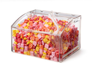 Wholesale stackable acrylic candy display case supermarket use large clear acrylic candy dry fruits nuts bin box with scoop