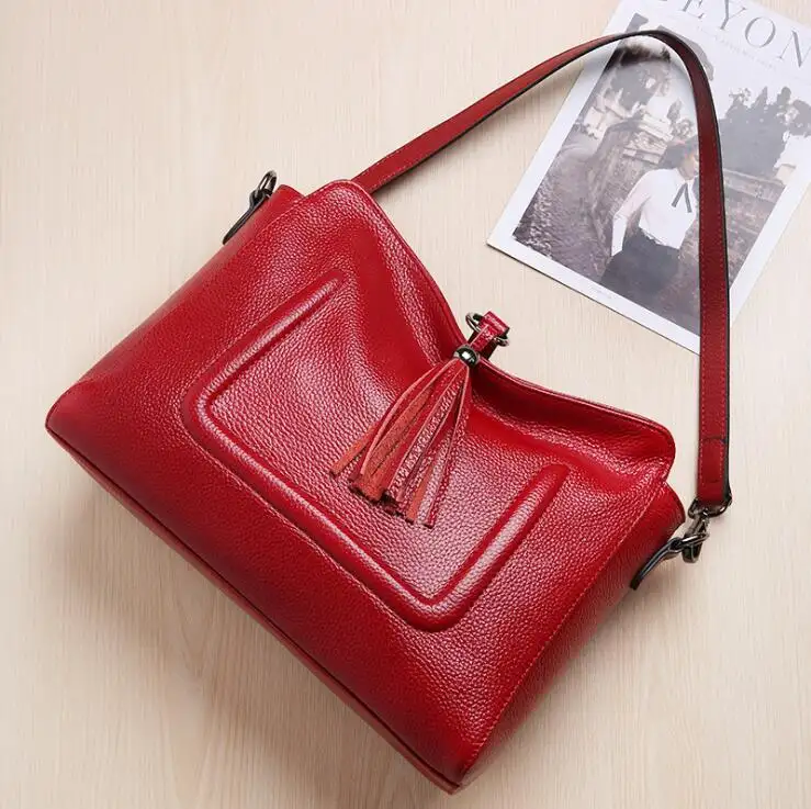 Chinese manufacturer wholesale 100% genuine leather tote bag fashion hand bag real leather lady bag