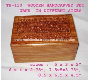 High Grade Custom Eco-Friendly Wooden <b>Pet</b> <b>Memorial</b> Urn with Brass Inlay Handcrafted Dog <b>Memorial</b> Product - Product Image 3