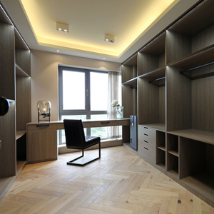Chambre d'hommes au design simple Armoire de chambre à coucher sur mesure avec bureau de travail - Product Image 1