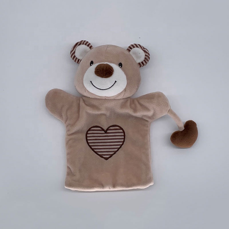 Коричневый мишка тедди, Мягкая ручная кукла, дешевые ручные куклы для детей