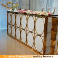 Lingkaran O bentuk Bar meja persegi panjang Bar meja prasmanan warna emas akrilik putih papan acara furnitur