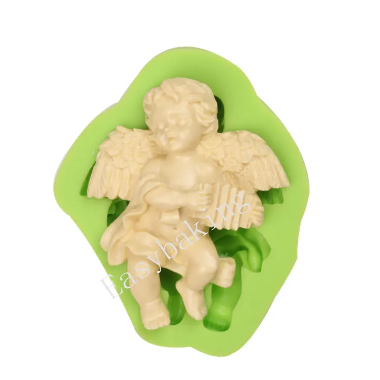 Cherub cupido bonito anjo menino, com molde de silicone em formato de orgânio eletrônico