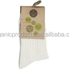 Calcetines de algodón orgánico de color natural, calcetín de tubo medio antideslizante, venta al por mayor