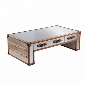 Luxury Vintage <strong>Trunk</strong> <strong>Coffee</strong> <strong>Table</strong> 100%genuine Leather Antique Chests &amp; <strong>Trunks</strong> American Style Tea <strong>Table</strong> with Storage 6 Drawers - Product Image 3
