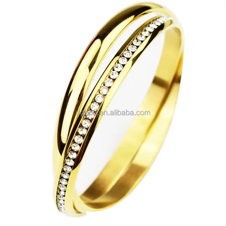 Europe and the United States golden stainless steel necklaces wholesale price 18k gold plated jewelry bangles