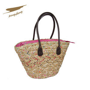 <span class=keywords><strong>Bolso</strong></span> de paja tejido para mujer, bolsa de paja tejida a mano, colorida e informal, para playa, para verano - Product Image 5