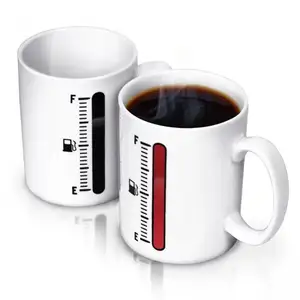 Tank Up Fuel Gauge Heat Sensitive Cup Tankup Thermometer Mug Ceramic Cup Color Changing Magic Coffee Mug