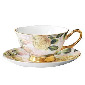 Gıda sınıfı parti çay bardağı özel logo altın jant düğün bardak fabrika doğrudan tedarik ucuz toplu kahve fincan ve çay tabağı